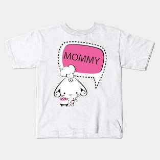 Loving Mommy Dog Cartoon with Heart Kids T-Shirt